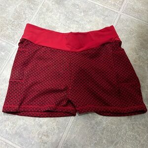 Women's Red Patterned Active Shorts - Stretch Waistband